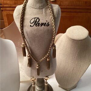 Ann Klein vintage 1980’s gold tone tassel necklace/earrings, will need cleaning